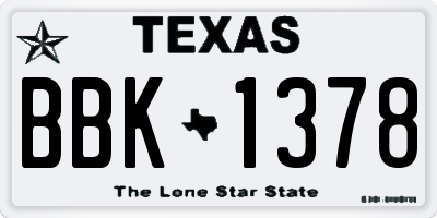 TX license plate BBK1378