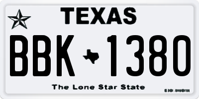 TX license plate BBK1380