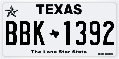 TX license plate BBK1392