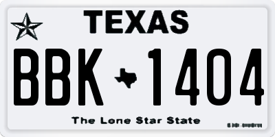 TX license plate BBK1404