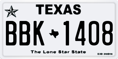 TX license plate BBK1408