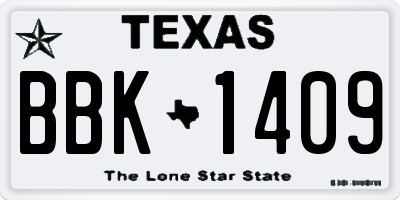 TX license plate BBK1409