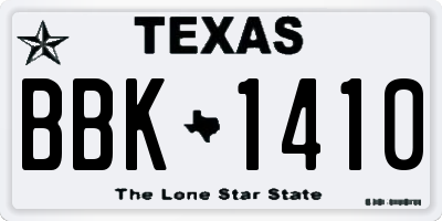 TX license plate BBK1410