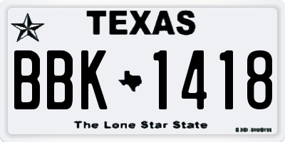 TX license plate BBK1418