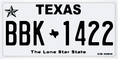 TX license plate BBK1422
