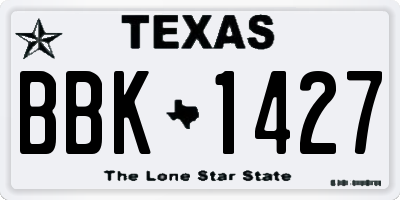 TX license plate BBK1427