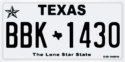 TX license plate BBK1430