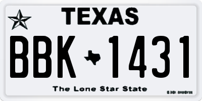TX license plate BBK1431