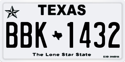 TX license plate BBK1432