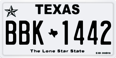 TX license plate BBK1442