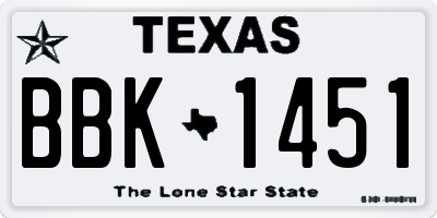 TX license plate BBK1451