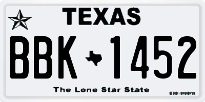 TX license plate BBK1452