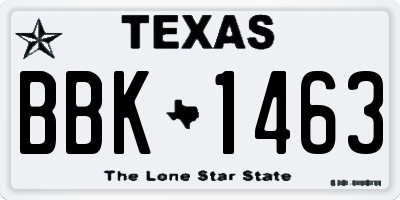 TX license plate BBK1463