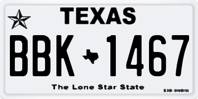 TX license plate BBK1467