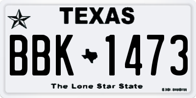 TX license plate BBK1473