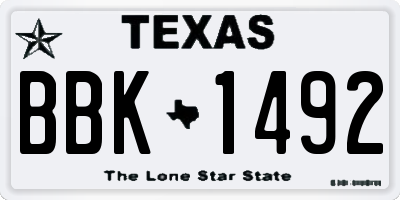 TX license plate BBK1492