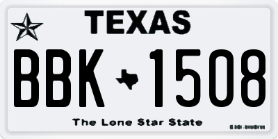 TX license plate BBK1508