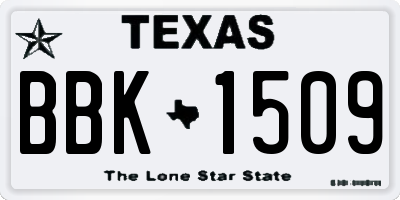 TX license plate BBK1509