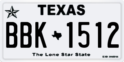 TX license plate BBK1512