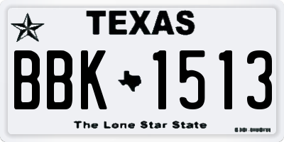 TX license plate BBK1513