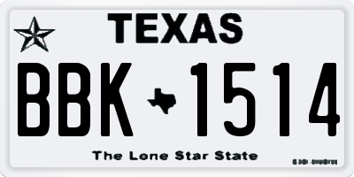 TX license plate BBK1514