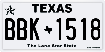 TX license plate BBK1518