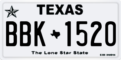 TX license plate BBK1520