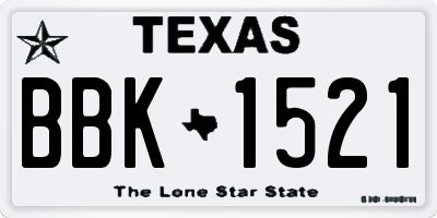 TX license plate BBK1521