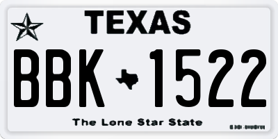 TX license plate BBK1522