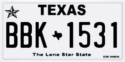 TX license plate BBK1531