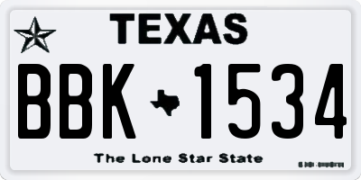 TX license plate BBK1534
