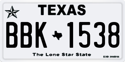 TX license plate BBK1538