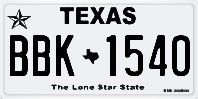 TX license plate BBK1540