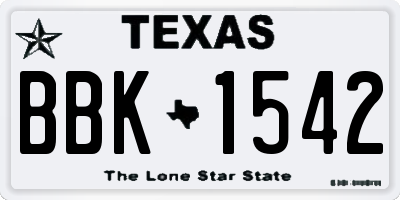 TX license plate BBK1542