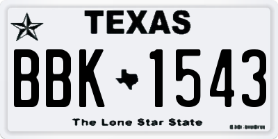 TX license plate BBK1543