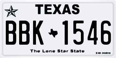 TX license plate BBK1546