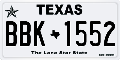 TX license plate BBK1552