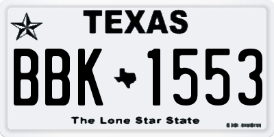 TX license plate BBK1553