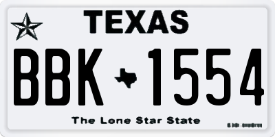 TX license plate BBK1554