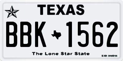 TX license plate BBK1562