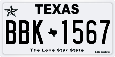 TX license plate BBK1567