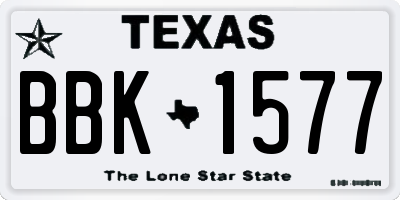 TX license plate BBK1577