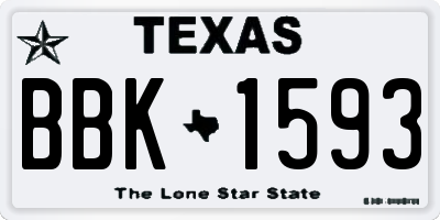 TX license plate BBK1593