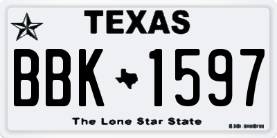 TX license plate BBK1597