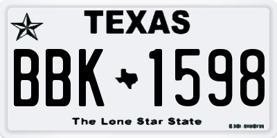 TX license plate BBK1598