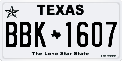 TX license plate BBK1607