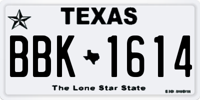 TX license plate BBK1614