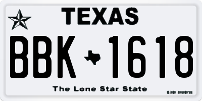 TX license plate BBK1618