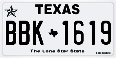 TX license plate BBK1619