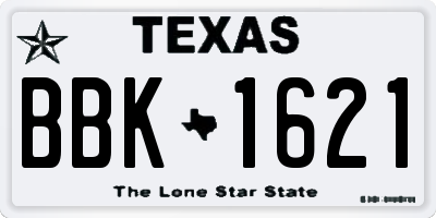 TX license plate BBK1621